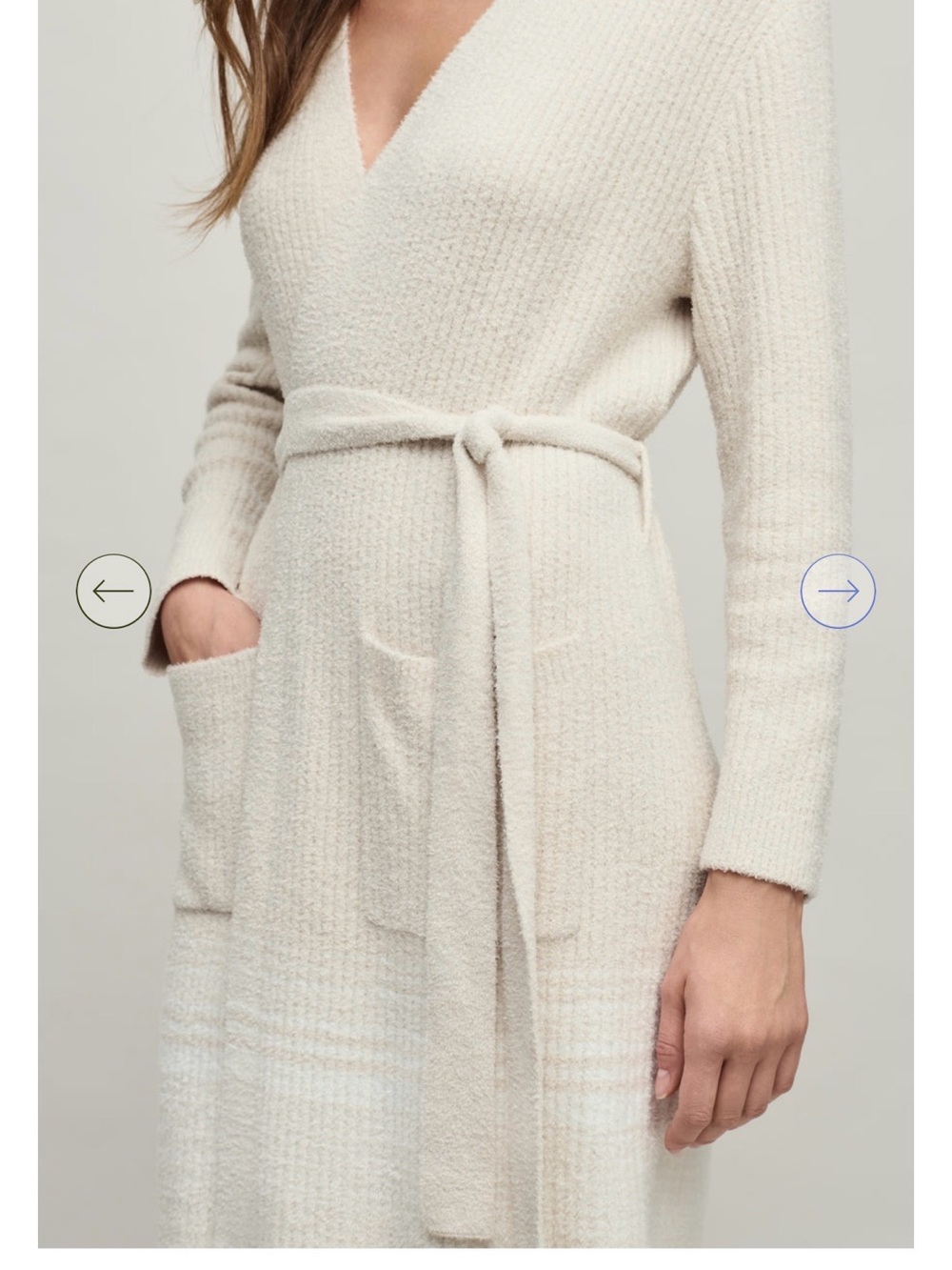 Barefoot Dreams Sand Dune-Pearl Ribbed Knit Robe - Picture 7 of 7